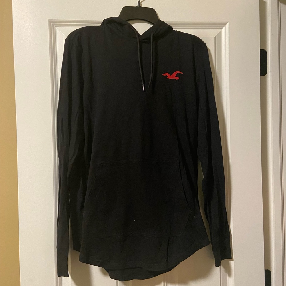 Hollister long sleeve with hood. Black with red. Size large. Women’s.